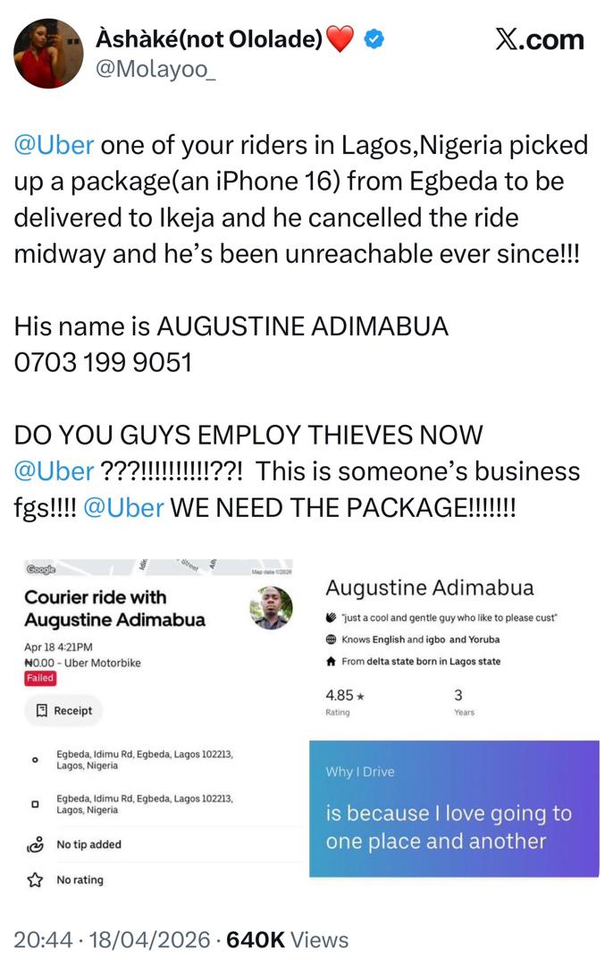 Nigerian soldiers track an uber rider down to his house days after he allegedly stole iPhone 16 given to him to deliver to a customer